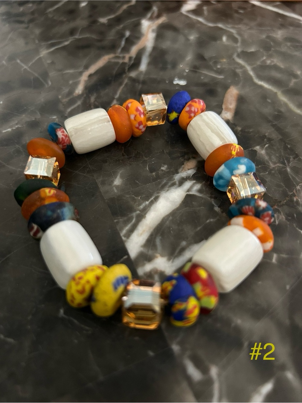 Handmade Multicolor Clay Beaded Stretch Bracelets From Ghana (Pick one) - Picture 2 of 7